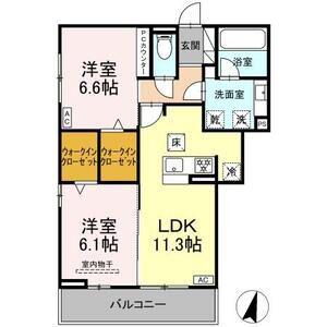 CELESTIA(2LDK/1階)の間取り写真