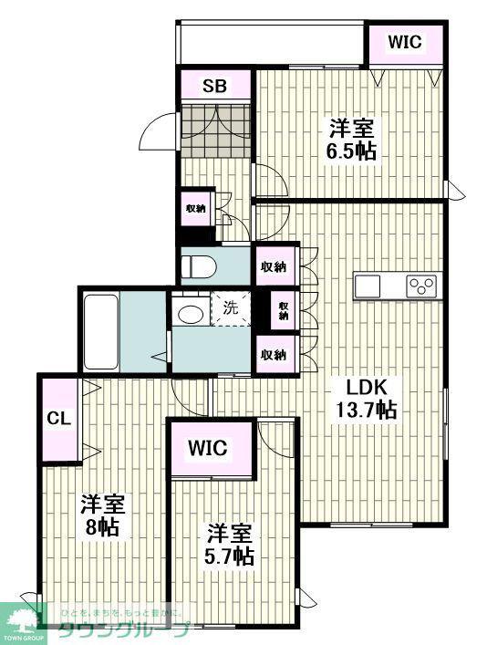 PARK VILLA M(3LDK/1階)の間取り写真