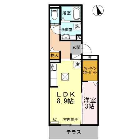 D-ROOM桜樹(1LDK/1階)の間取り写真