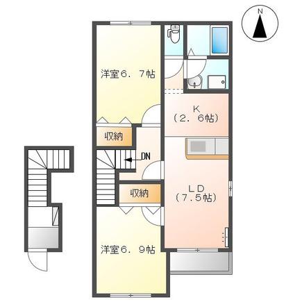 フェリーチェ I(2LDK/2階)の間取り写真