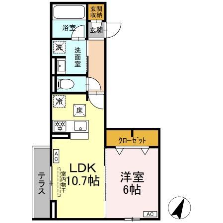 D-ASSET矢崎町(1LDK/3階)の間取り写真