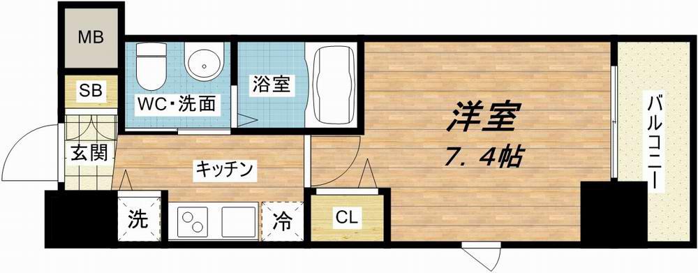 スカイビュー246(1K/6階)の間取り写真