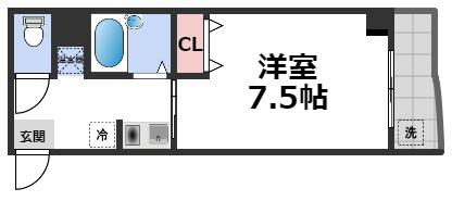 ティックランド南船場II(1K/6階)の間取り写真