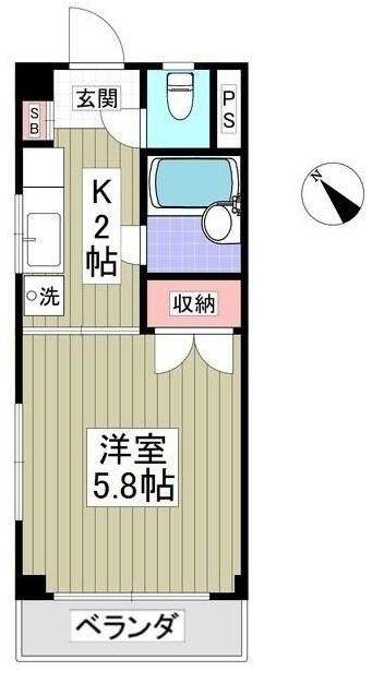 ヒルズ白楽I(1K/1階)の間取り写真
