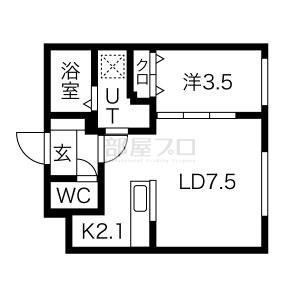 BASE TSUKISAMU(1LDK/3階)の間取り写真