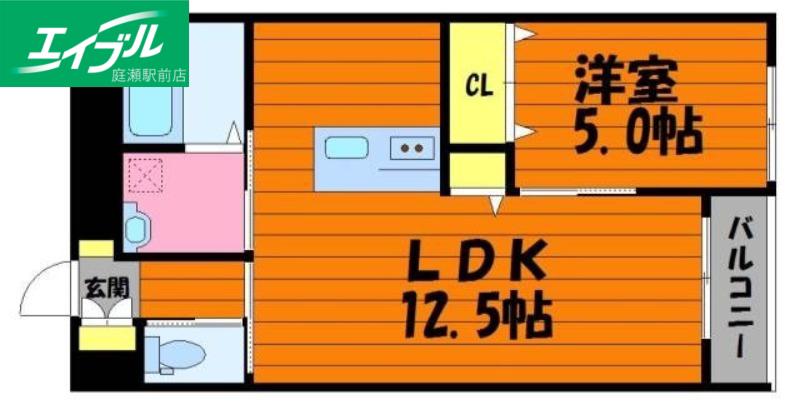 IRIS総社中央(1LDK/3階)の間取り写真