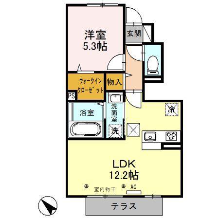 グラウクスG(1LDK/1階)の間取り写真
