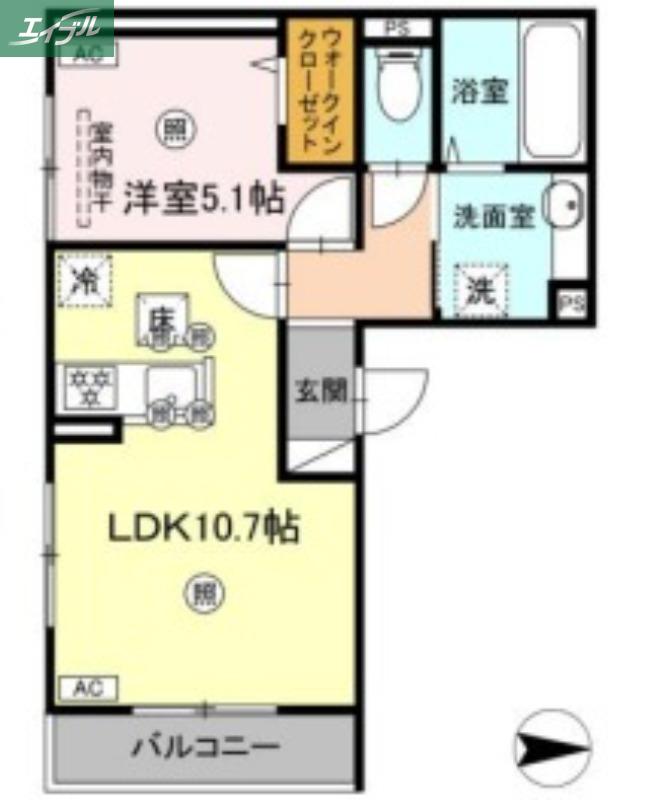 ラルゴ スターダスト(1LDK/3階)の間取り写真