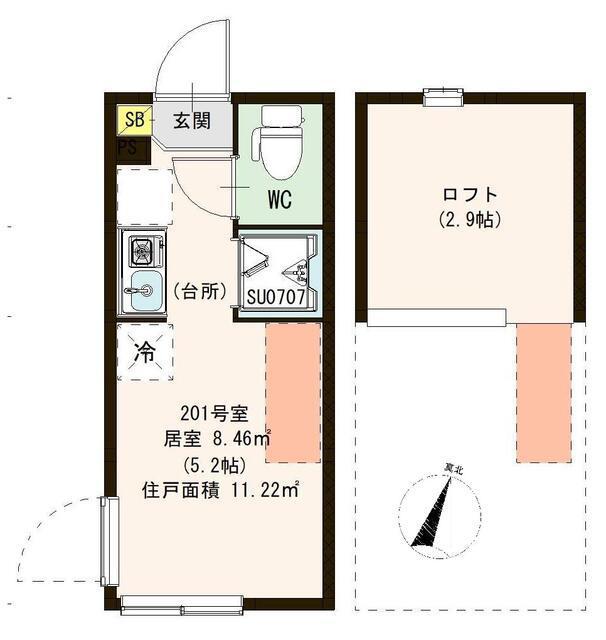CLAIRKOIWAクレール小岩(ワンルーム/2階)の間取り写真