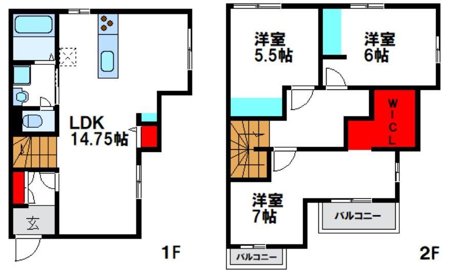 LIVELE FINE 天神山(3LDK/1階)の間取り写真