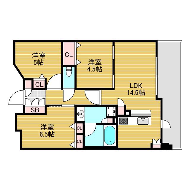 新大阪ウィスト(3LDK/3階)の間取り写真