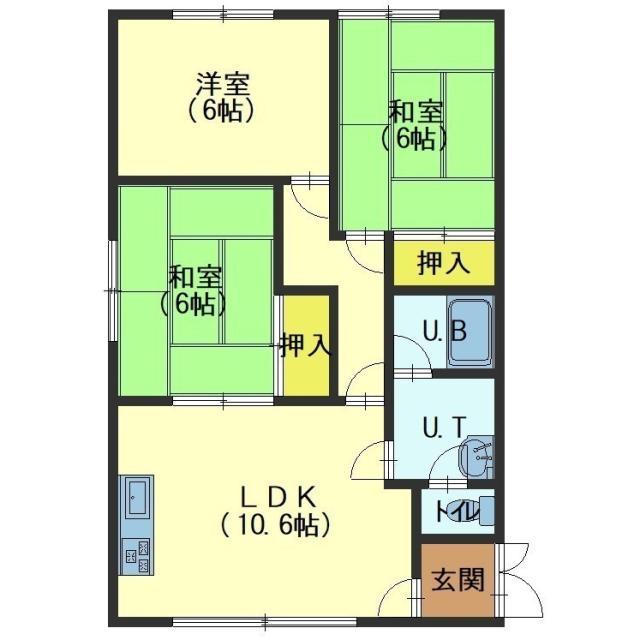 サニーハイツII(3LDK/1階)の間取り写真