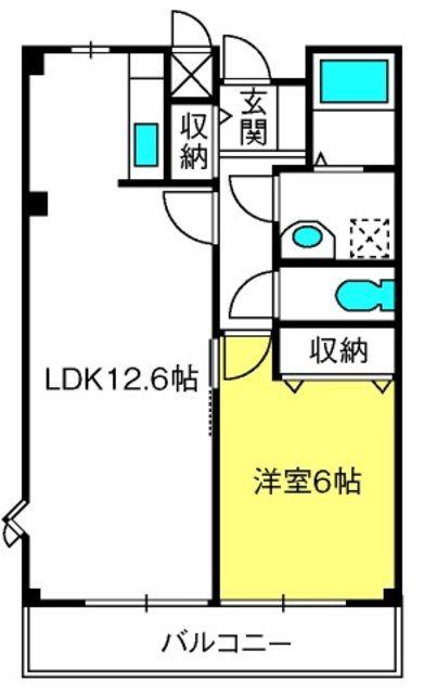 ブルーローズ(1LDK/2階)の間取り写真