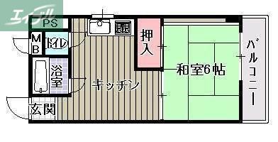 太田ビル(1DK/4階)の間取り写真