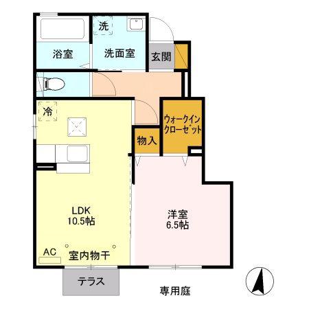 ディアコート駒生B棟(1LDK/1階)の間取り写真