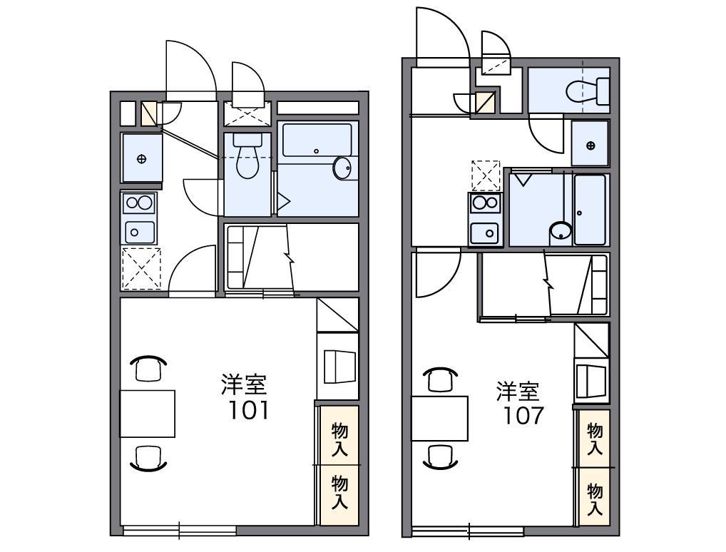 レオパレスチェルキオ(1K/1階)の間取り写真
