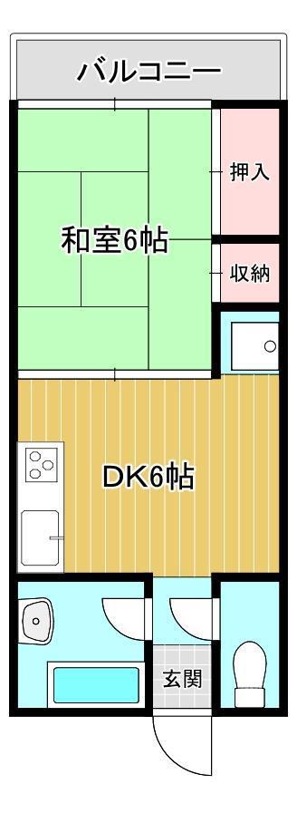 イワオビル(1DK/3階)の間取り写真