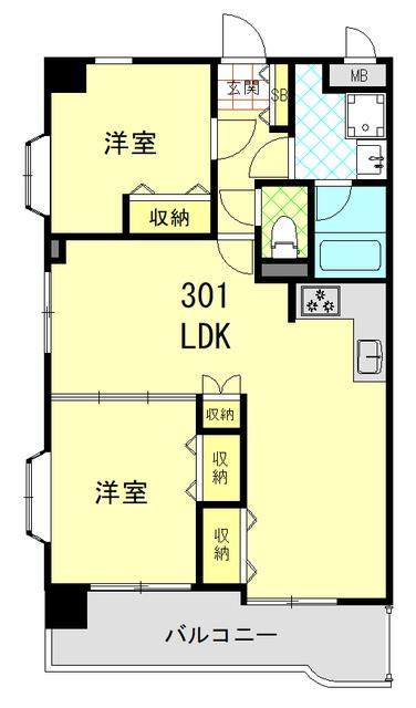 スカイビュー井荻(2LDK/3階)の間取り写真