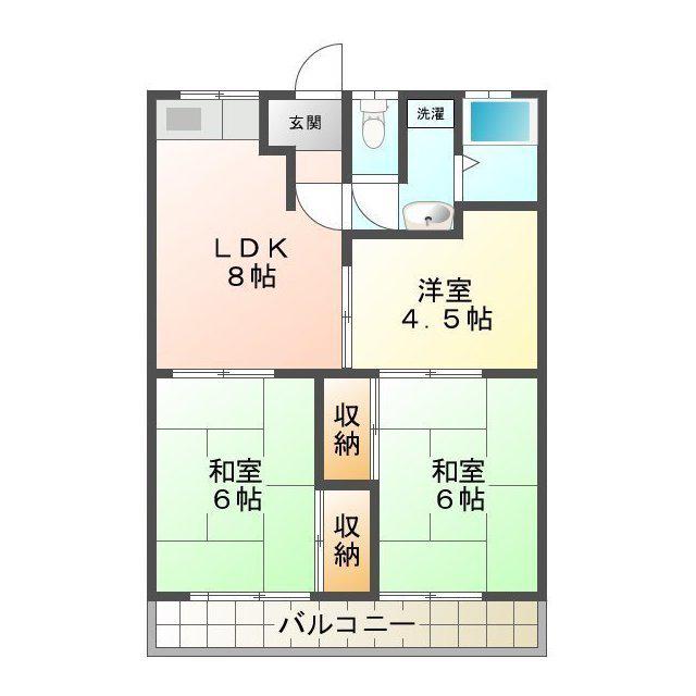 フェリシア津(3LDK/3階)の間取り写真