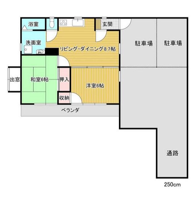 秋元ハイツ(2LDK/1階)の間取り写真
