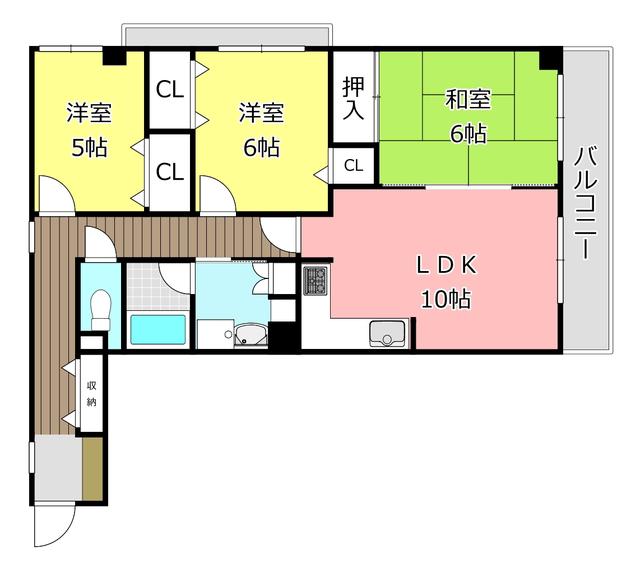 アセンブリー華(3LDK/1階)の間取り写真