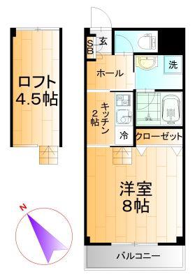 TOSHIハイツII(1K/3階)の間取り写真
