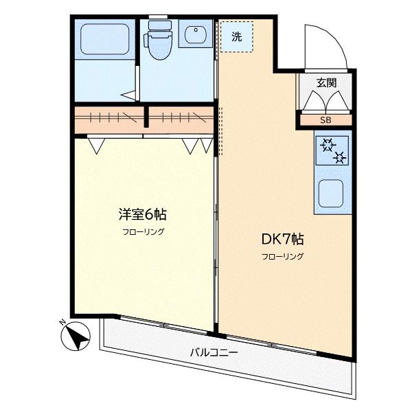 ATOLL-A(1DK/2階)の間取り写真