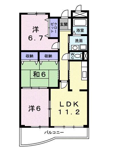 ピュアー双葉(3LDK/4階)の間取り写真