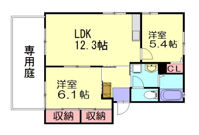 エポックサンハイム D棟(2LDK/1階)の間取り写真