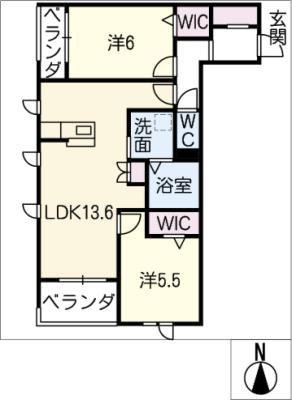 シャトー本郷 西館(2LDK/3階)の間取り写真