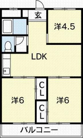 ミラベール林(3LDK/4階)の間取り写真