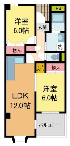 アウフヘーベン東宝塚(2LDK/4階)の間取り写真