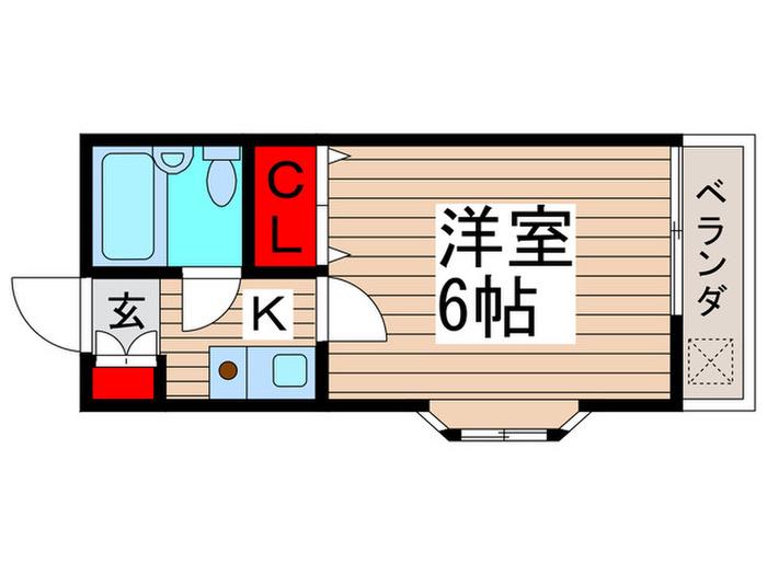 ドミール市川(1K/2階)の間取り写真