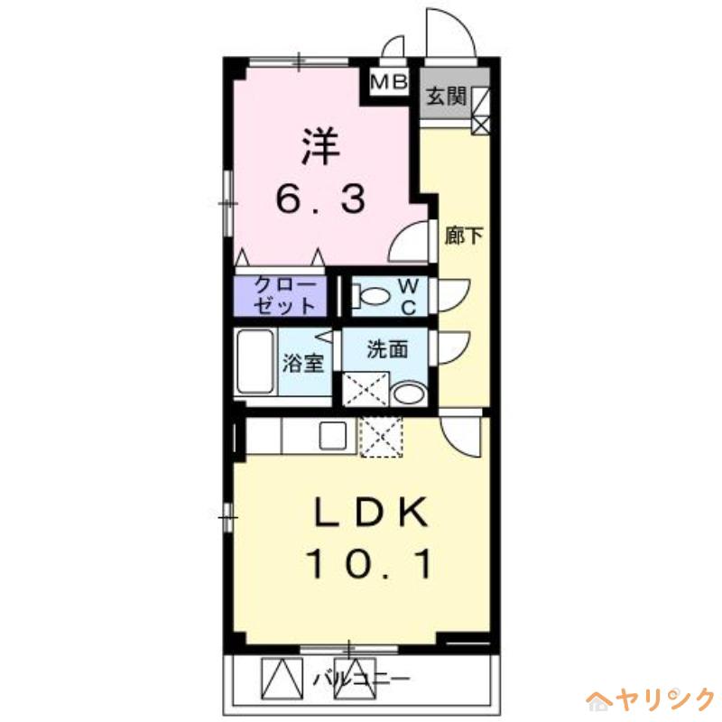 ルミエール名東(1LDK/4階)の間取り写真