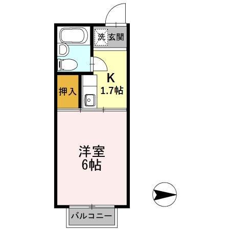 羽衣ハイツ(1K/2階)の間取り写真