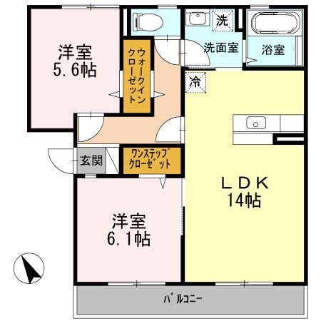 フルーレ・咲(2LDK/2階)の間取り写真