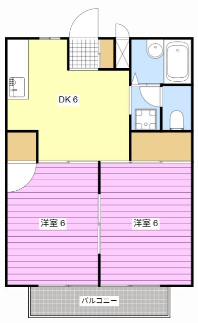 スカイハイツ(2DK/2階)の間取り写真