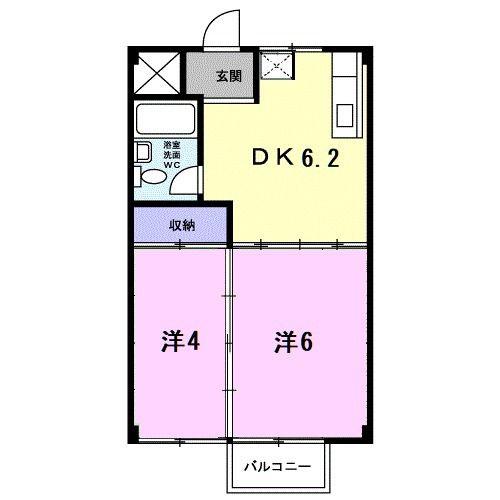 サニーコート日永(2DK/1階)の間取り写真