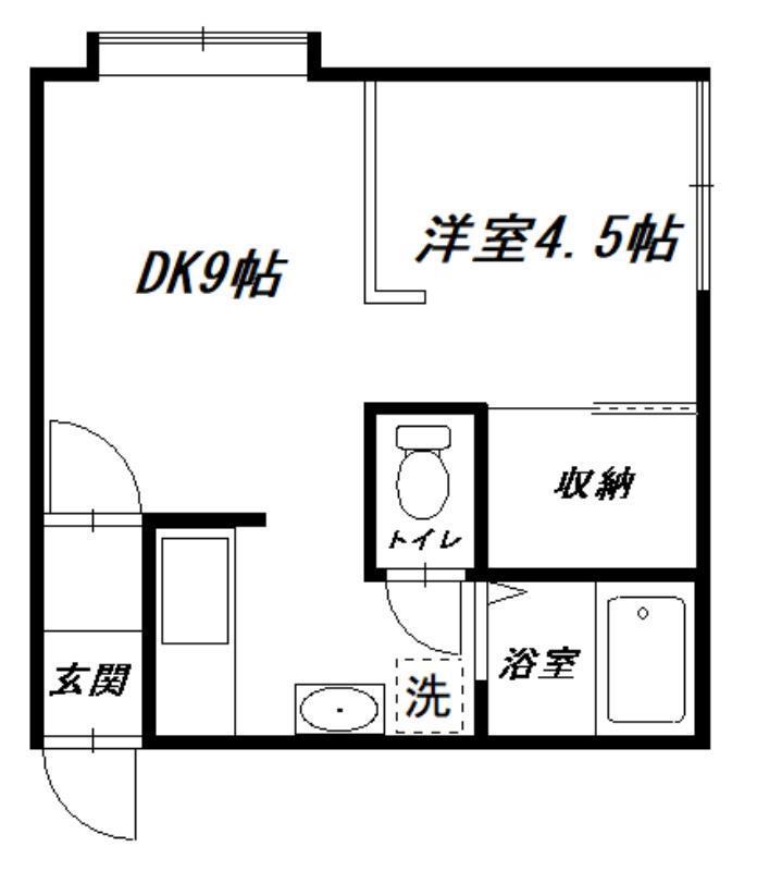 パールセント413(1DK/2階)の間取り写真