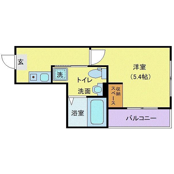レジデンスウエスト淵野辺(1K/2階)の間取り写真