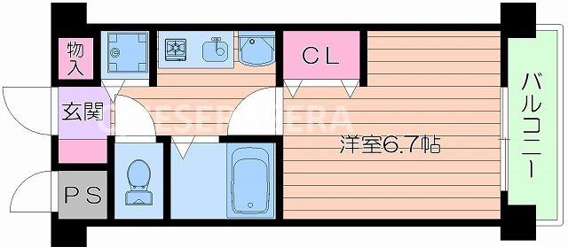 エイペックス天神橋I(1K/10階)の間取り写真