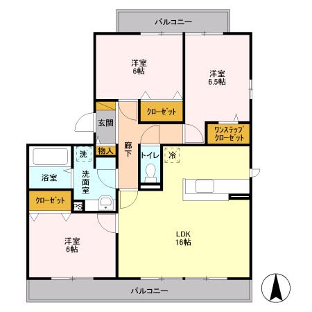 ボナールA(3LDK/2階)の間取り写真