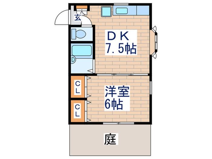 サンライトハウス(1DK/1階)の間取り写真