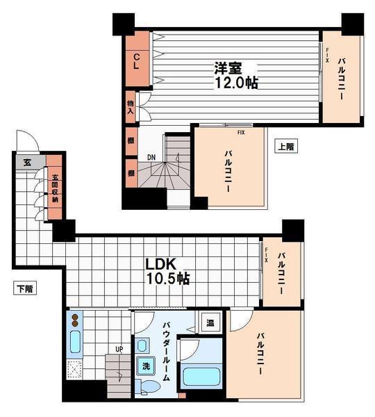クレグラン南船場(1LDK/9階)の間取り写真