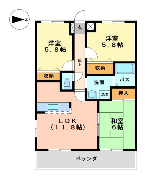 エルグランディールII(3LDK/1階)の間取り写真