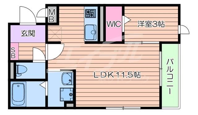 アベニール千里(1LDK/2階)の間取り写真