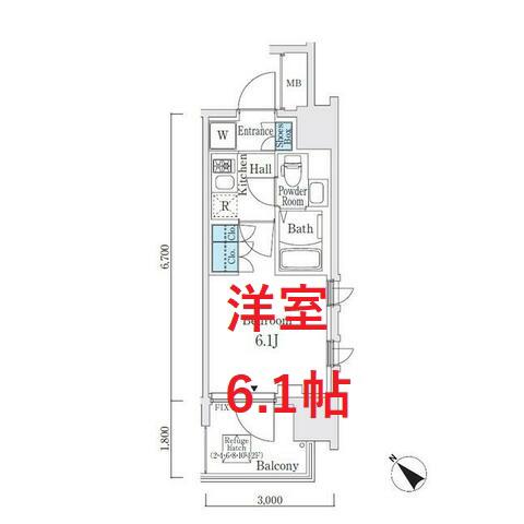 LOUIS COURT KITASHINAGAWA(1K/4階)の間取り写真