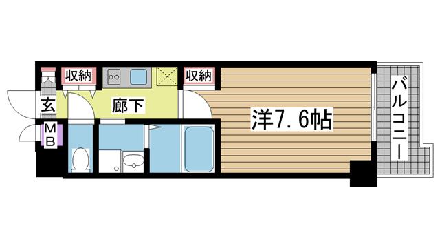 プレジール灘(1K/6階)の間取り写真
