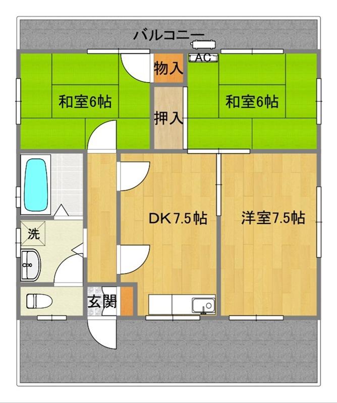 リベラKAWASHIMO(3DK/3階)の間取り写真