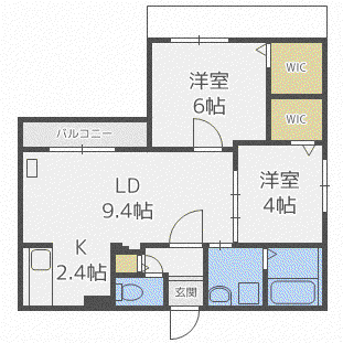 レガリア美園(2LDK/4階)の間取り写真